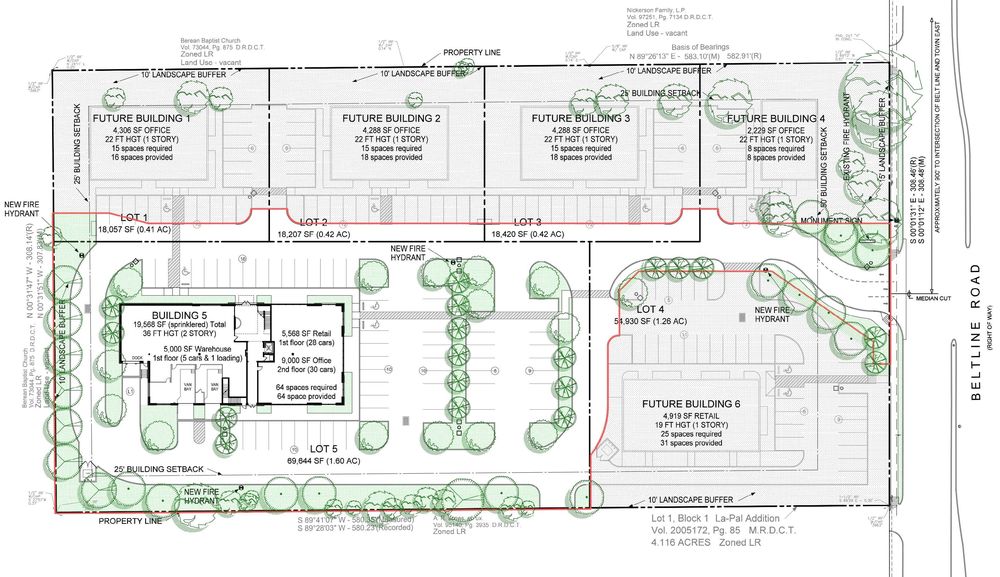 1 to 4 acres for development